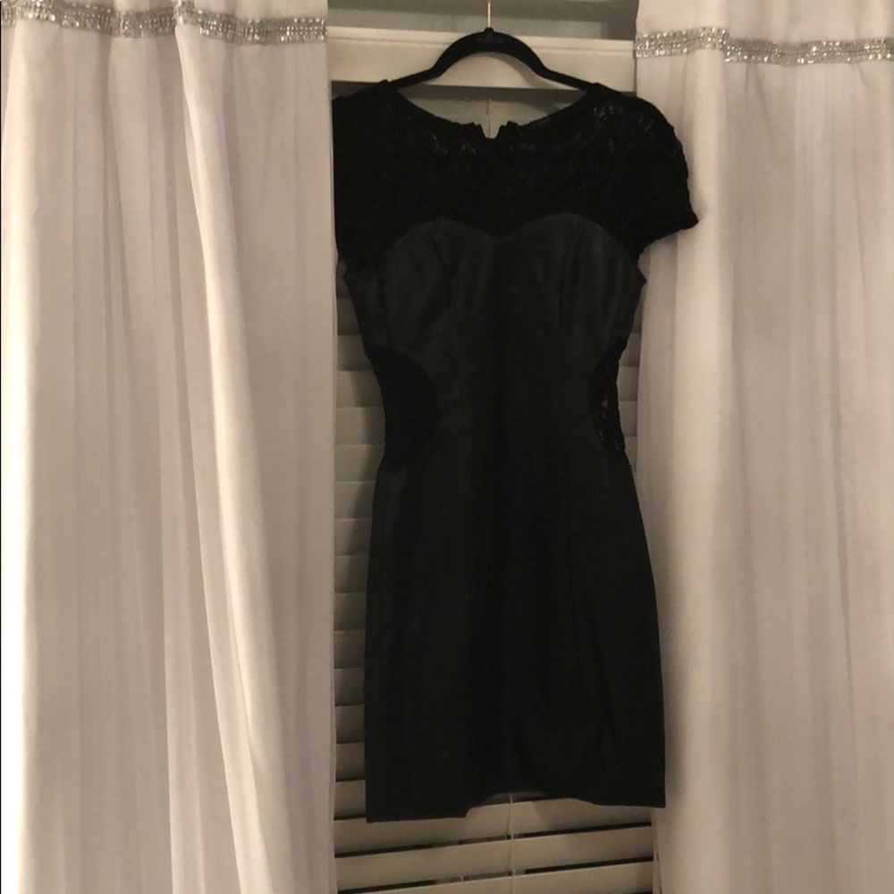 Lace Cutout Pleather Dress